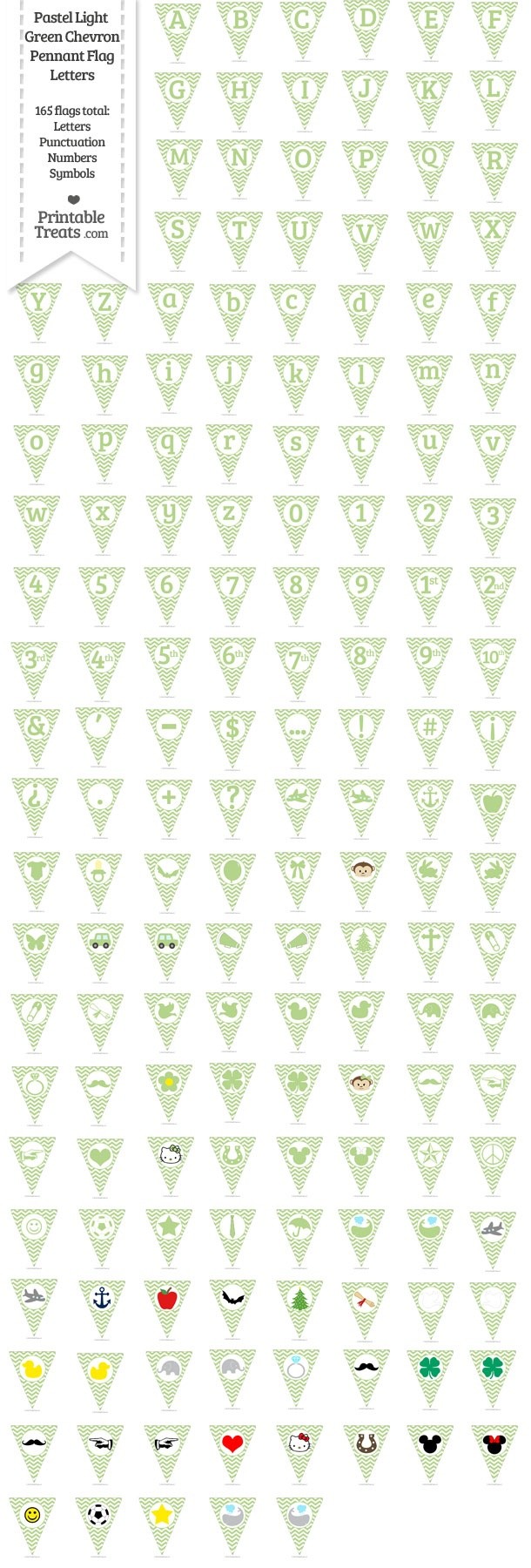 165 Pastel Light Green Chevron Pennant Flag Letters Password