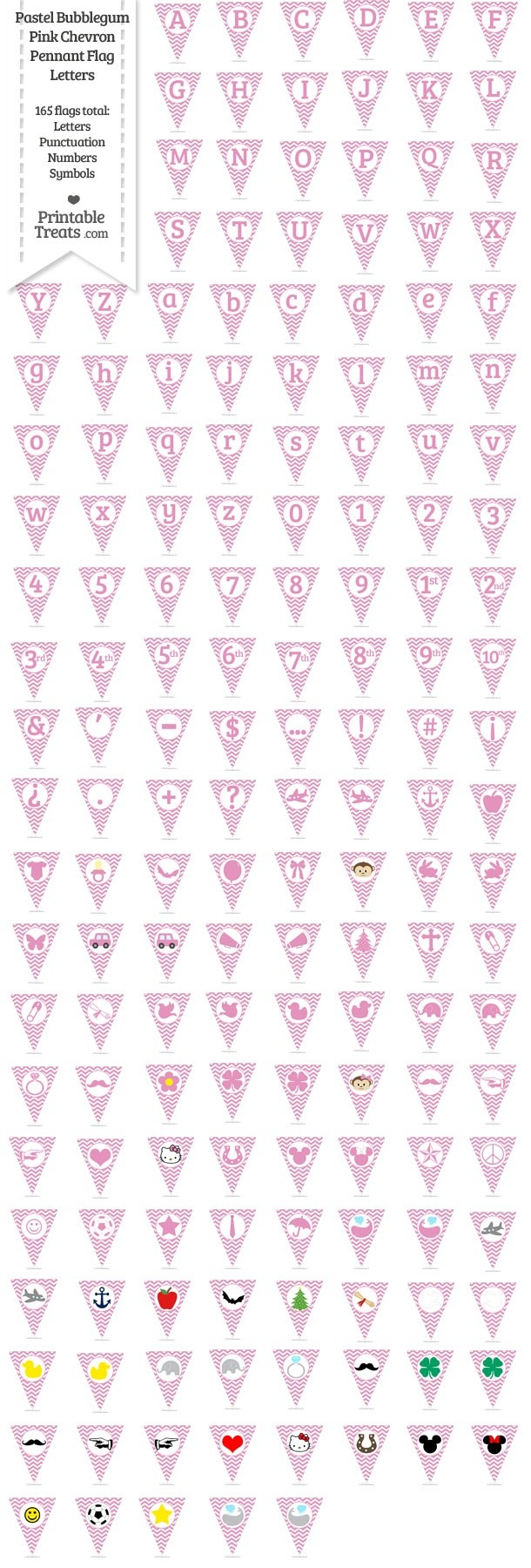 165 Pastel Bubblegum Pink Chevron Pennant Flag Letters Password