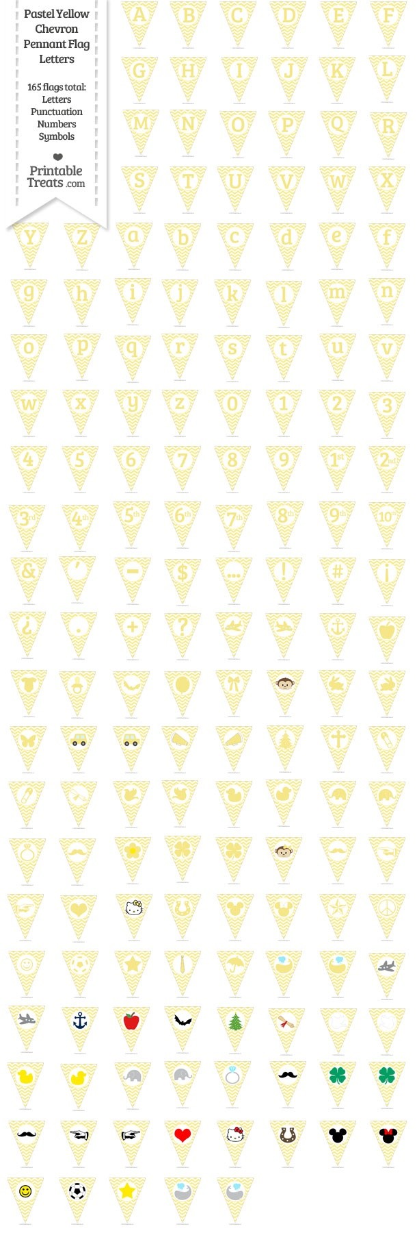 165 Pastel Yellow Chevron Pennant Flag Letters Password