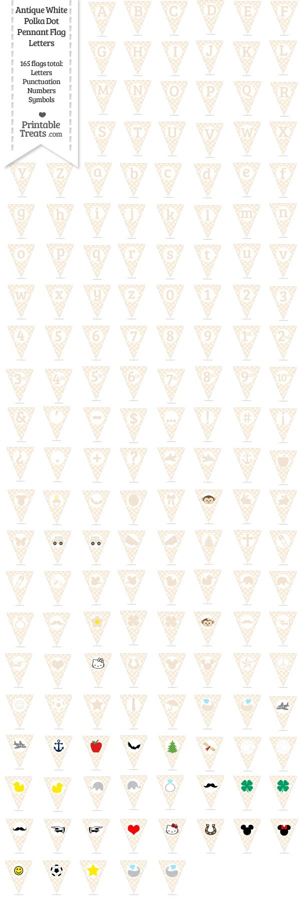 165 Antique White Polka Dot Pennant Flag Letters Download