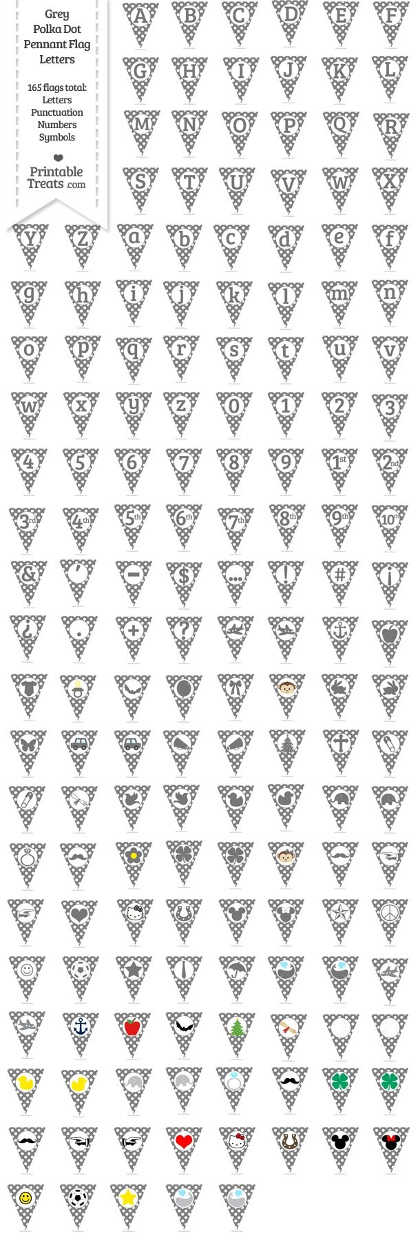 165 Grey Polka Dot Pennant Flag Letters Password