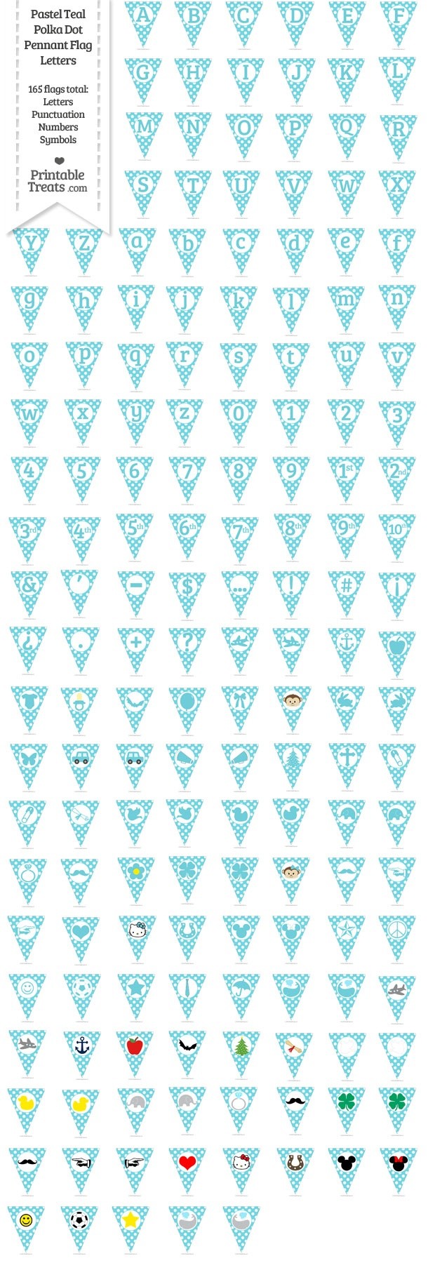 165 Pastel Teal Polka Dot Pennant Flag Letters Password