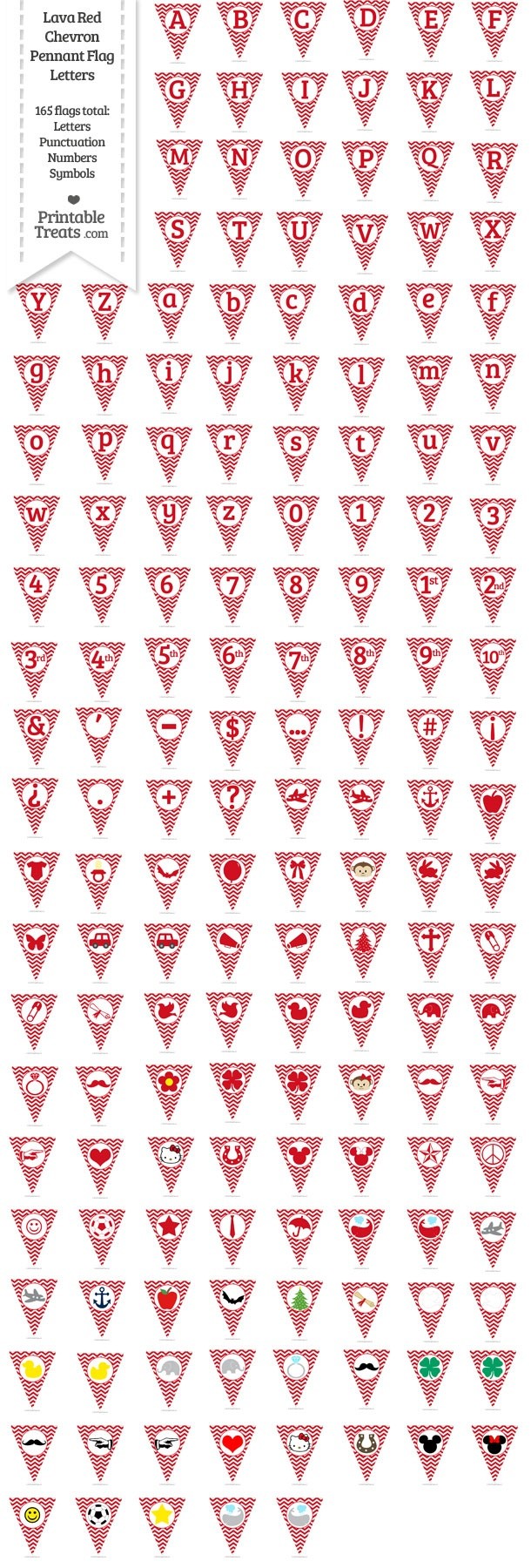 165 Lava Red Chevron Pennant Flag Letters Password
