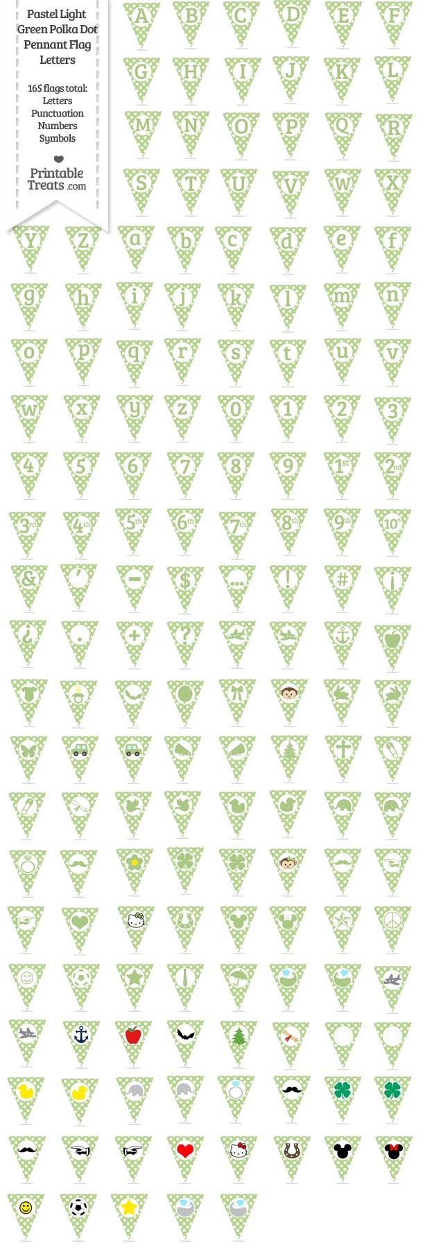 165 Pastel Light Green Polka Dot Pennant Flag Letters Password