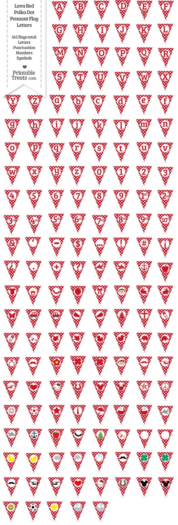 165 Lava Red Polka Dot Pennant Flag Letters Password