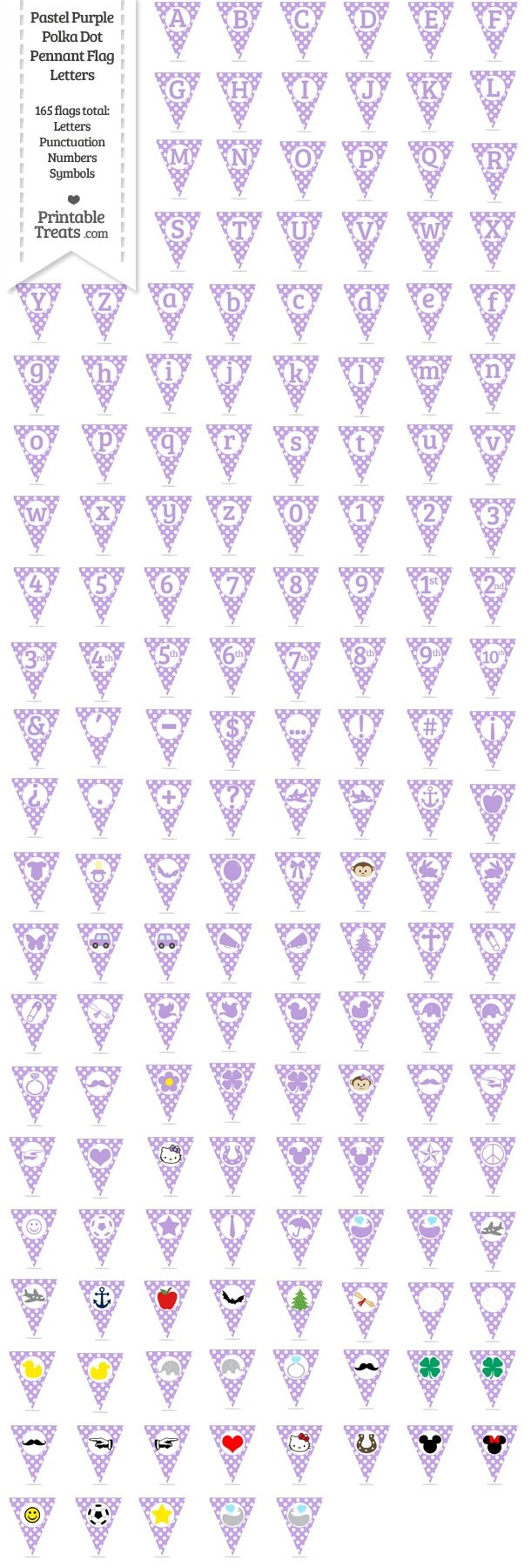 165 Pastel Purple Polka Dot Pennant Flag Letters Password