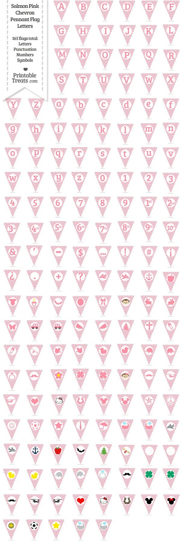 165 Salmon Pink Chevron Pennant Flag Letters Password