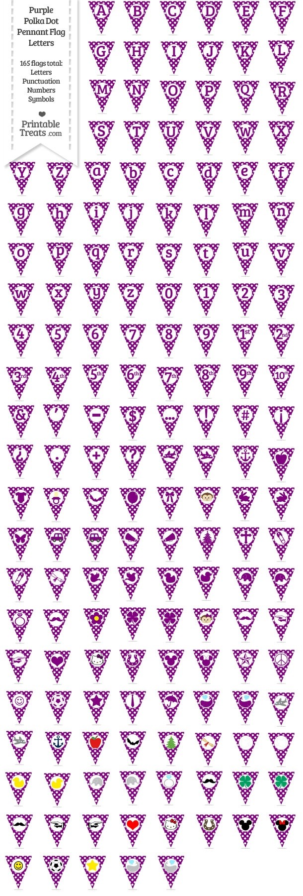 165 Purple Polka Dot Pennant Flag Letters Password