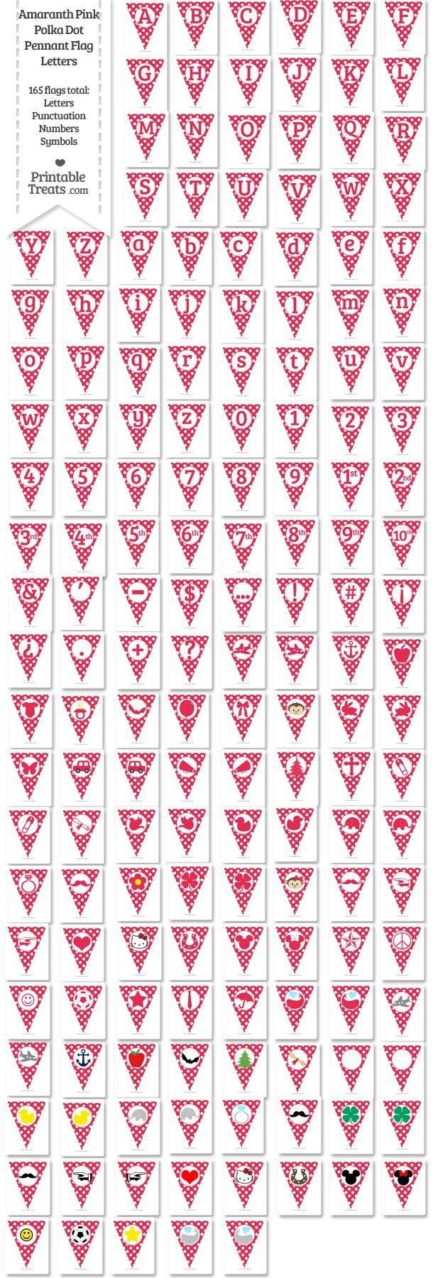 165 Amaranth Pink Polka Dot Pennant Flag Letters Password
