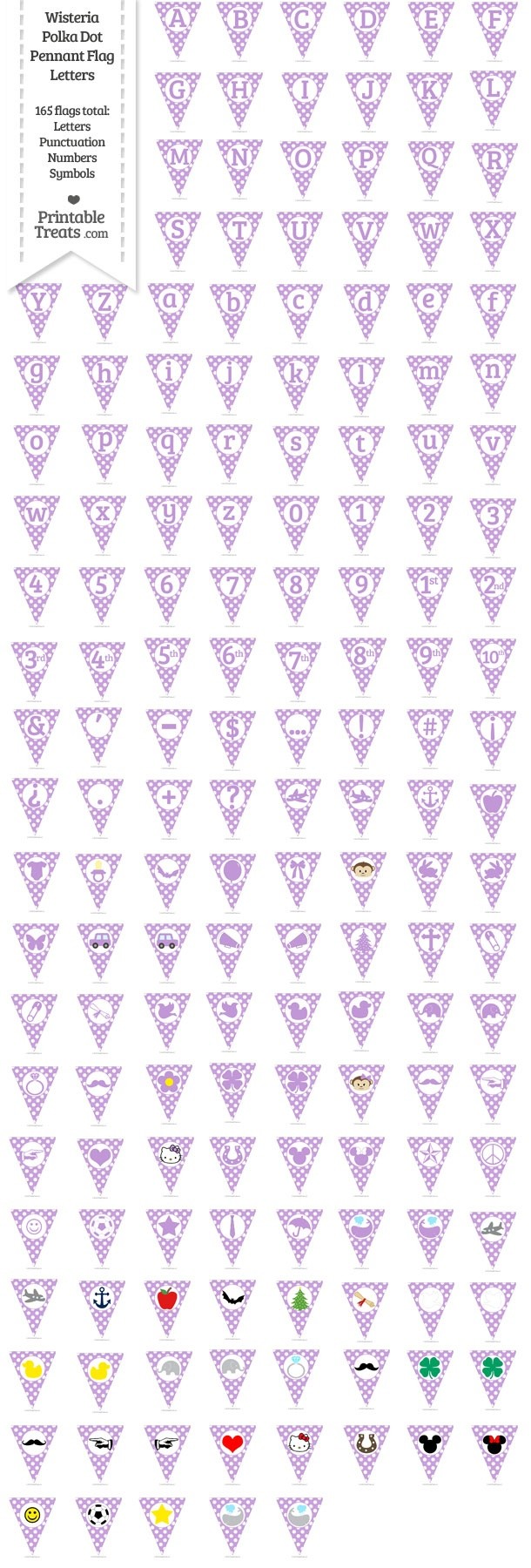 165 Wisteria Polka Dot Pennant Flag Letters Password