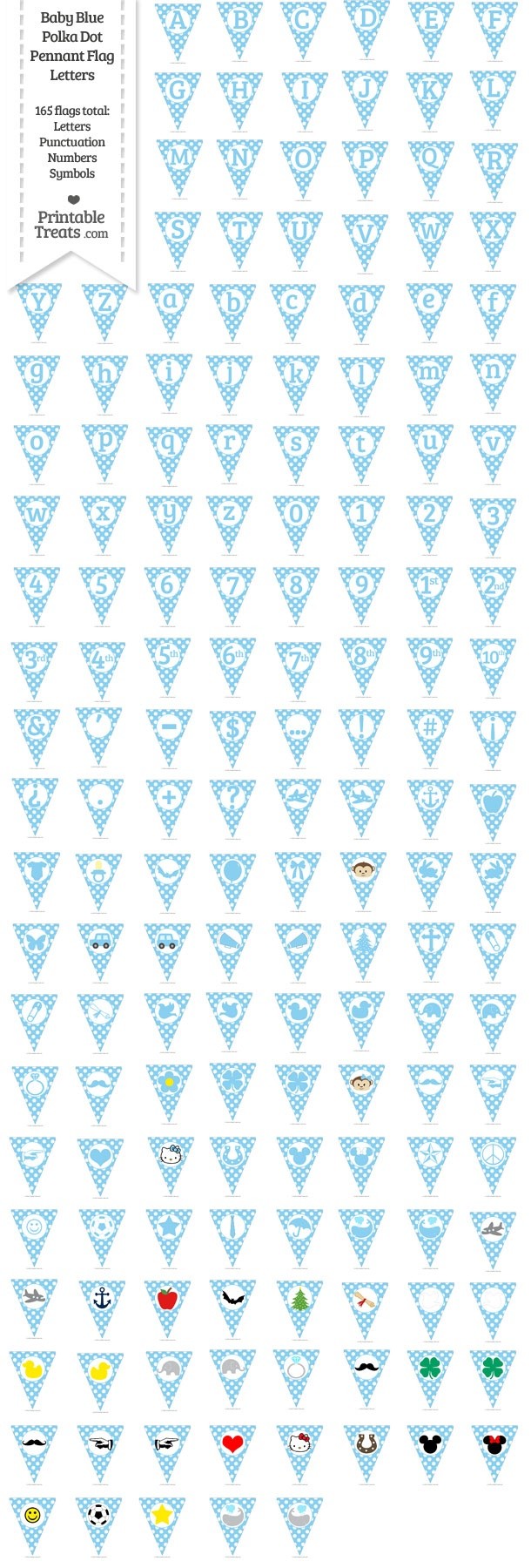 165 Baby Blue Polka Dot Pennant Flag Letters Password