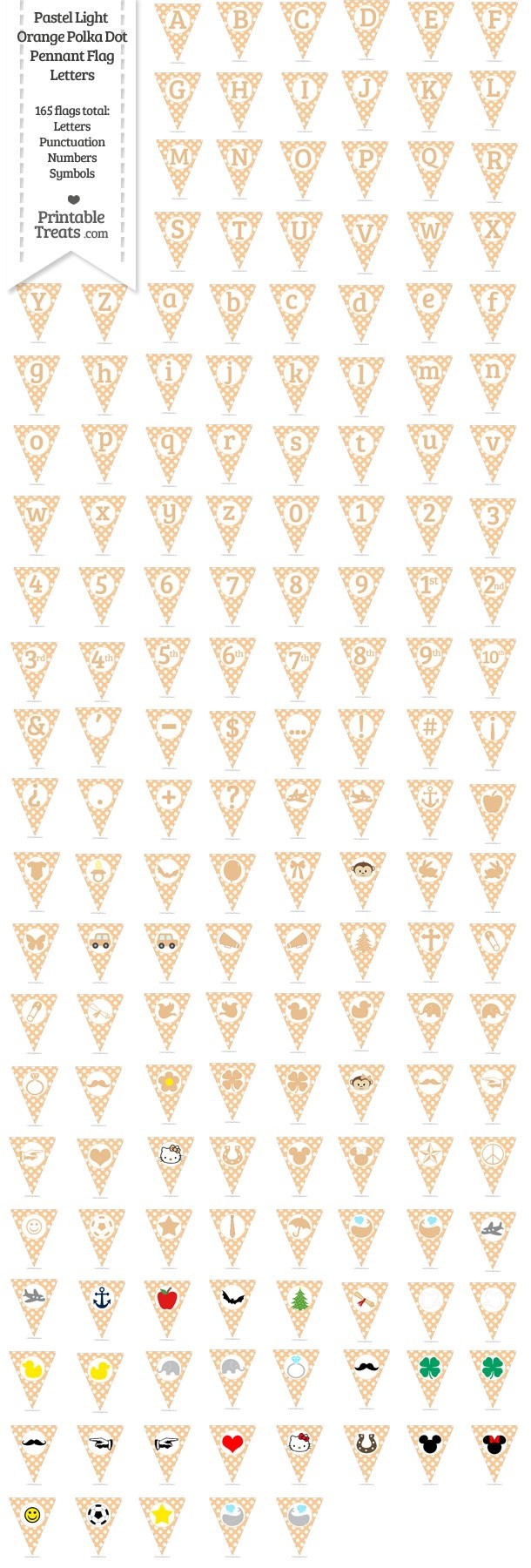 165 Pastel Light Orange Polka Dot Pennant Flag Letters Password