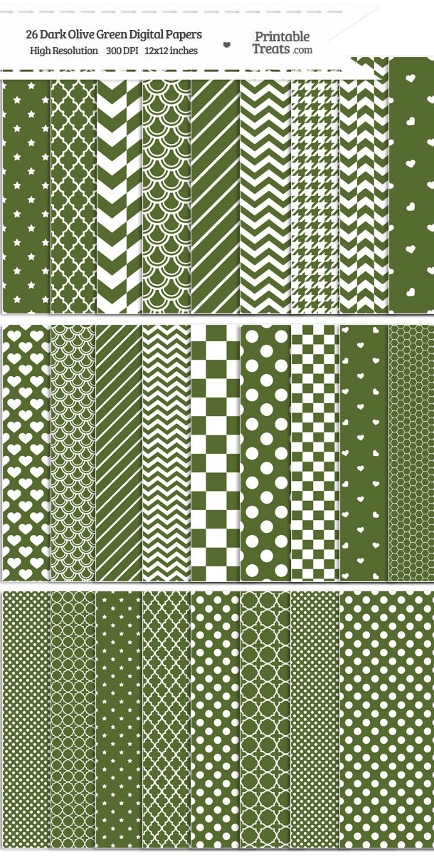 26 Dark Olive Green Digital Paper Set Password