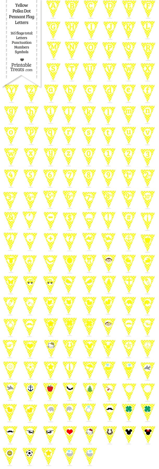 165 Yellow Polka Dot Pennant Flag Letters Password