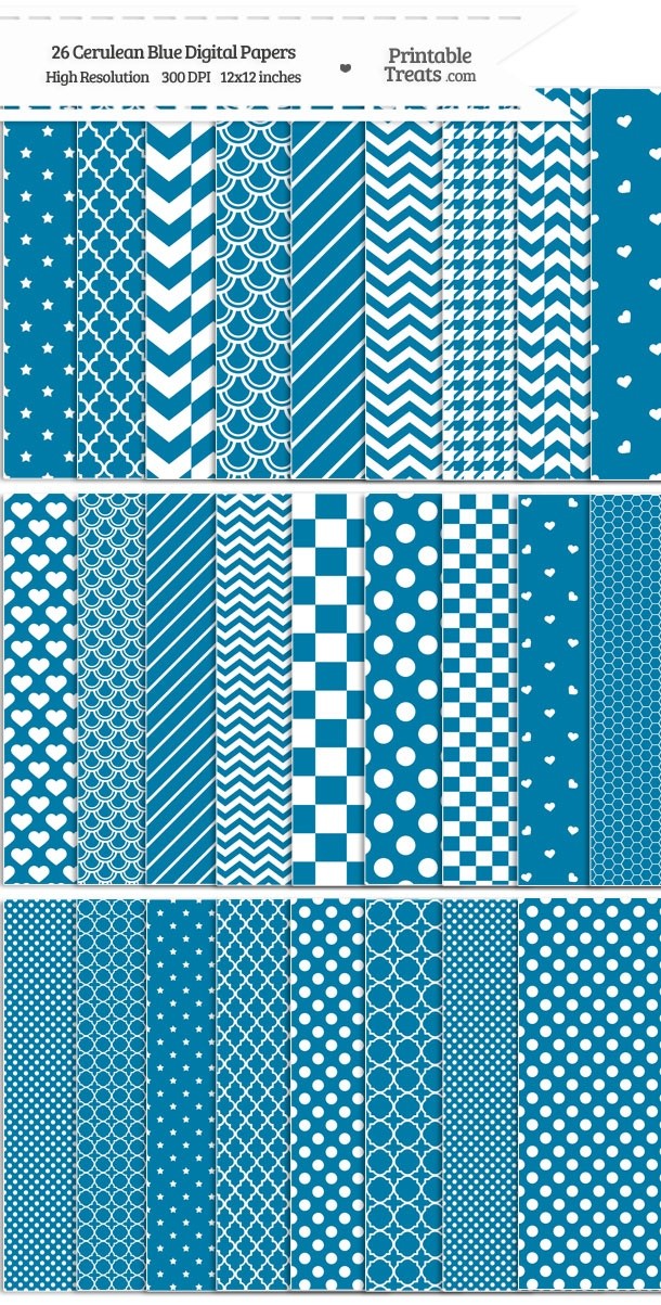 26 Cerulean Blue Digital Paper Set Password