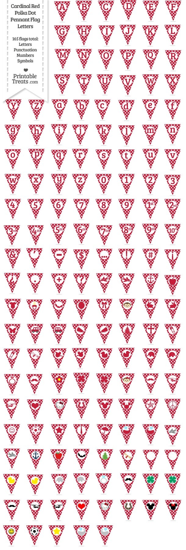 165 Cardinal Red Polka Dot Pennant Flag Letters Password