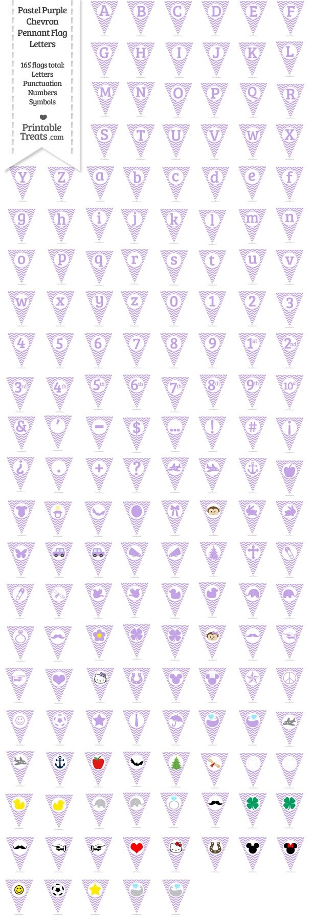 165 Pastel Purple Chevron Pennant Flag Letters Password