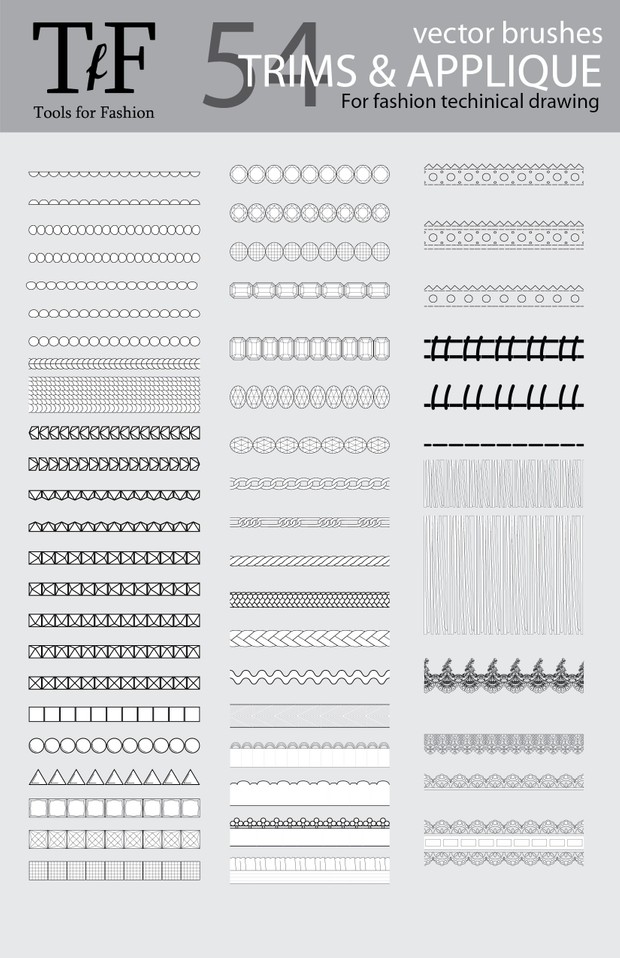 Trims & Applique Vector Brushes