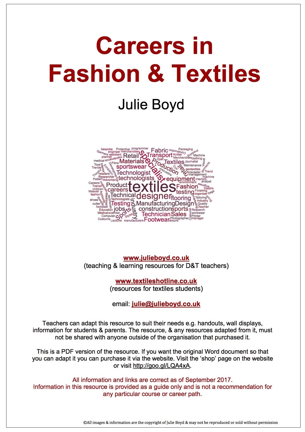 Careers in Fashion & Textiles Boyd Education (Paul and Julie Boyd)