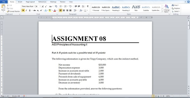ASSIGNMENT 08 A03 Principles of Accounting II