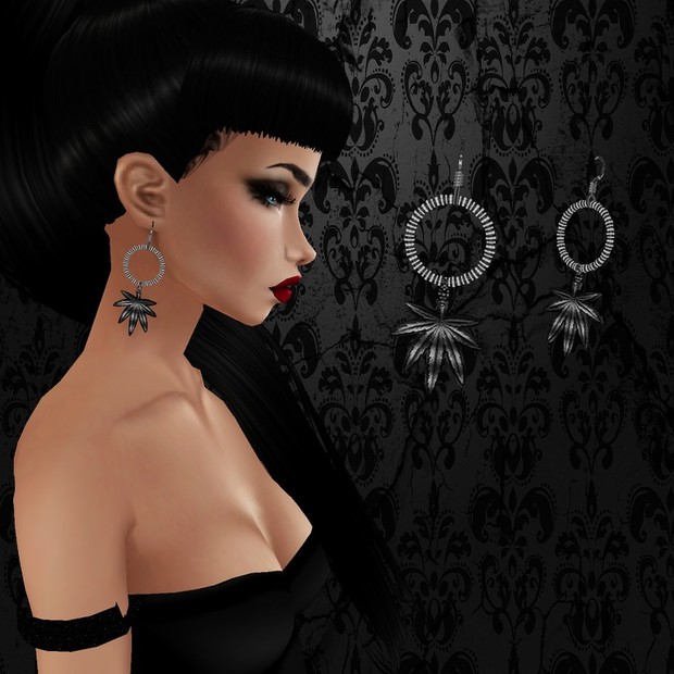 Female Silver Weed Earrings - W/Resell Rights