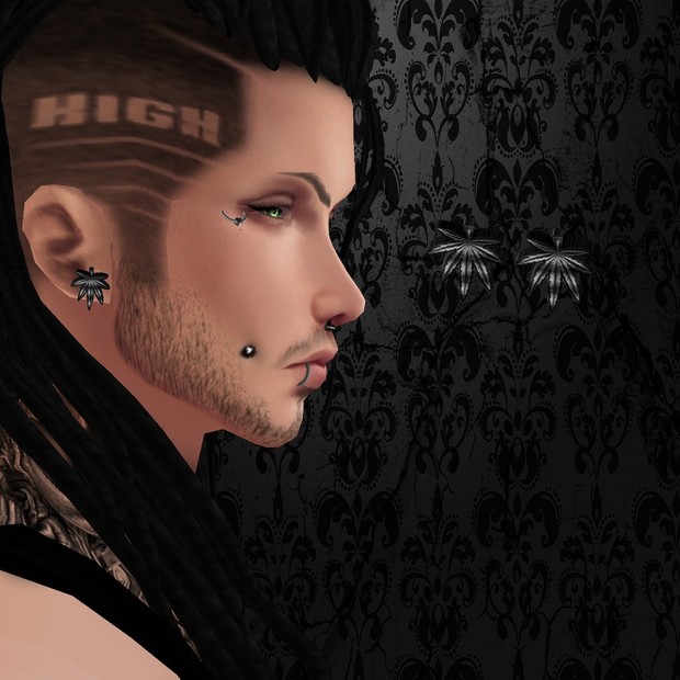 Male Silver Weed Earring - W/Resell Rights