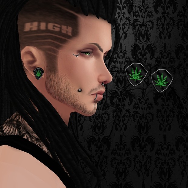 Male Black Weed Earrings - W/Resell Rights