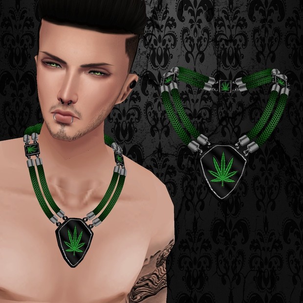 Male Black Weed Necklace