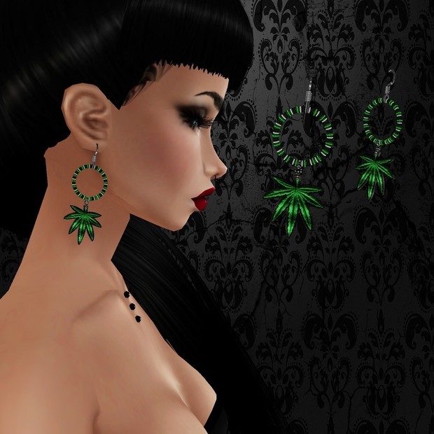 Female Green Weed Earrings