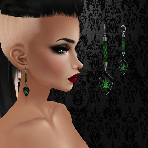 Female Black Weed Earrings