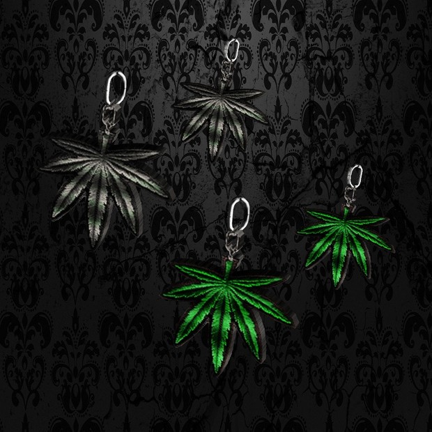 Female Chained Weed Earrings