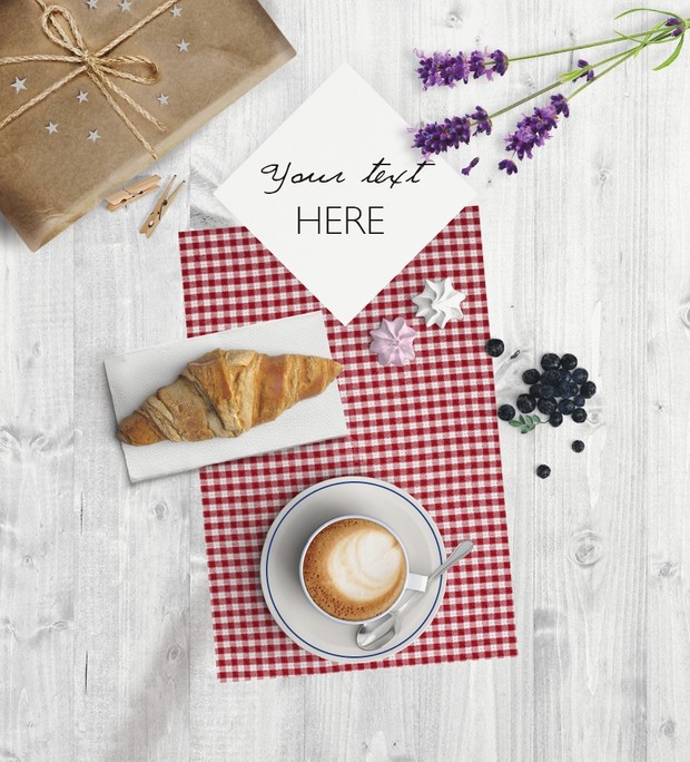 Mockup cappuccino edit free text - top view - Instagram post
