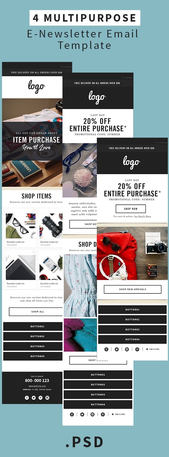 Multipurpose E-Newsletter Email Template Minimalis