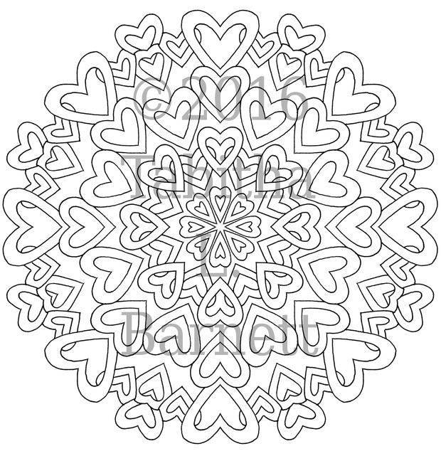Heart Mandalas Coloring Pack (5 pages PDF)