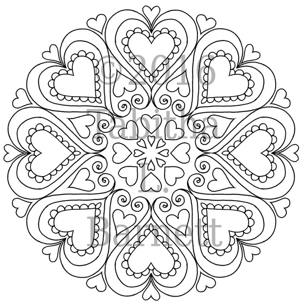 Heart Mandalas Coloring Pack (5 pages PDF)