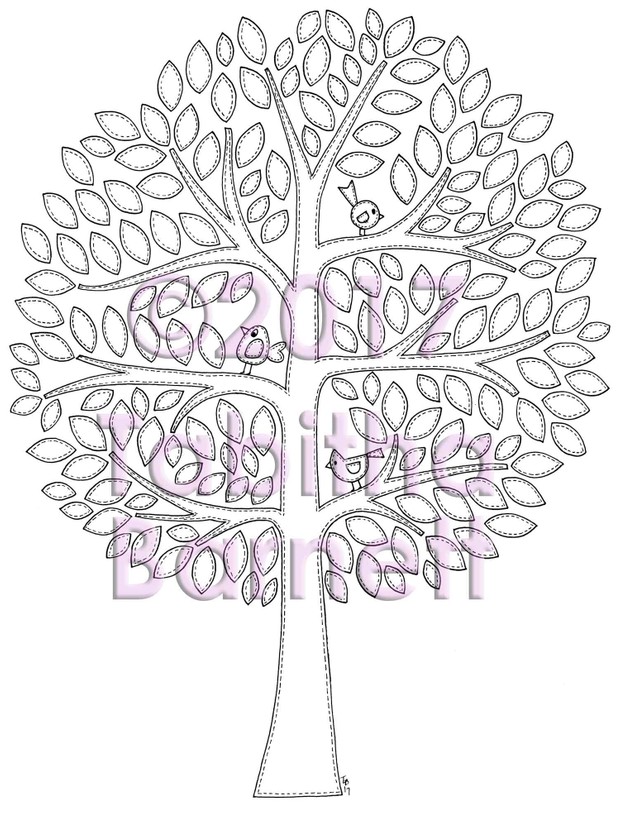 Patchwork Tree Adult Coloring Page