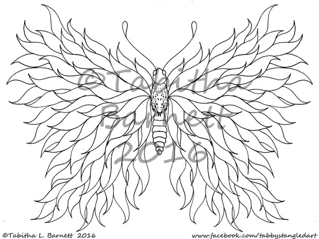 Butterflis Coloring Pack #2 (6 new Tangled Butterflies PDF) Landscape