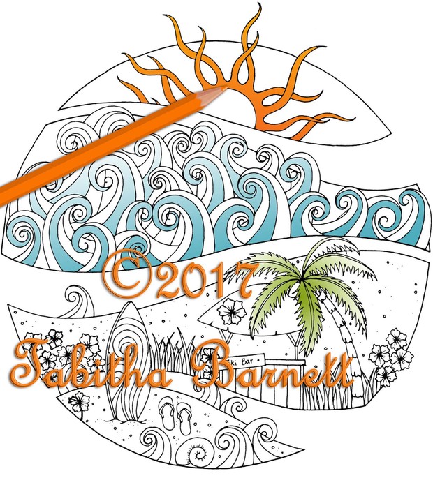 Tropical Broken Circle Coloring Page PG