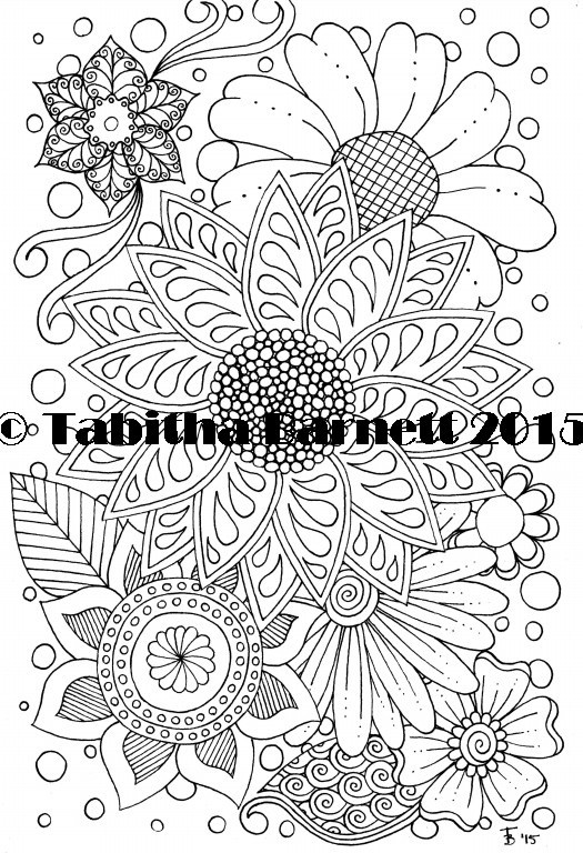 Fun With Flowers adult coloring page