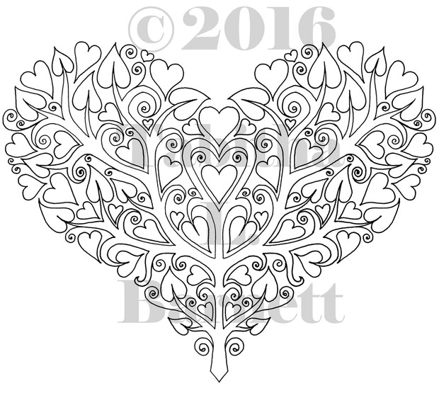 Heart Shaped Tree Coloring Page PDF