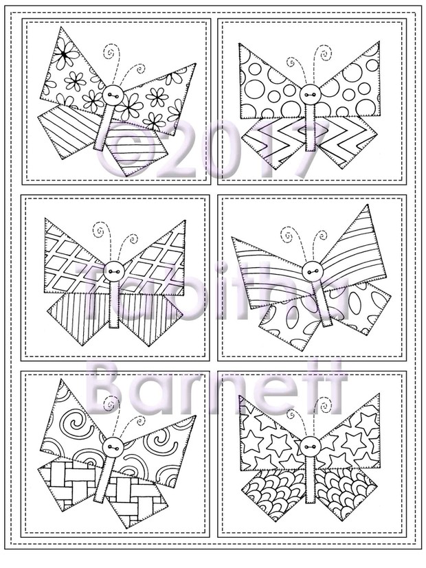 Tangled and Stitched Butterflies Coloring Page