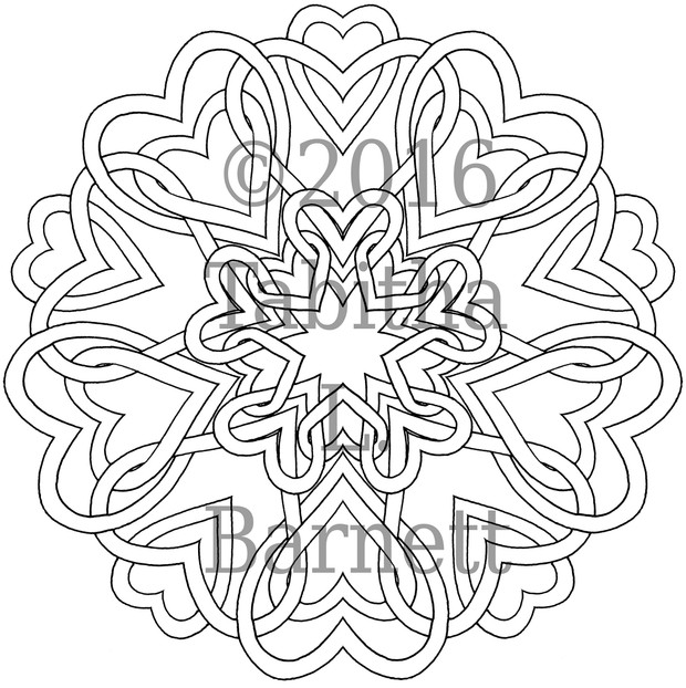 Heart Mandalas Coloring Pack (5 pages PDF)