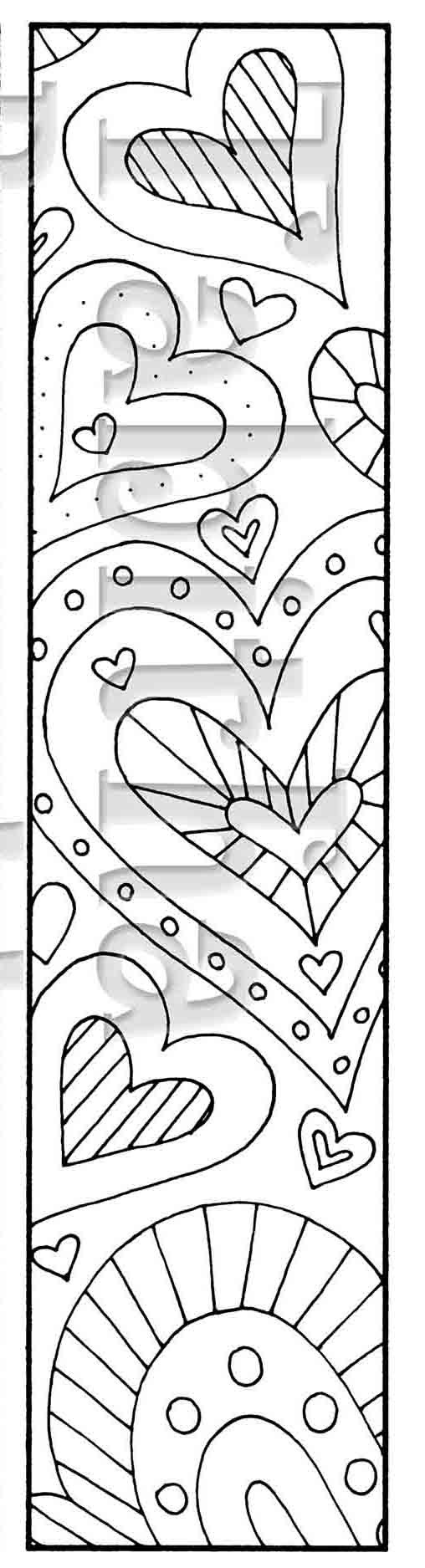 Printable Heart Bookmarks to color