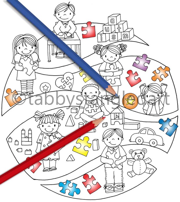Autism Kids Broken Circle Adult Coloring Page PDF