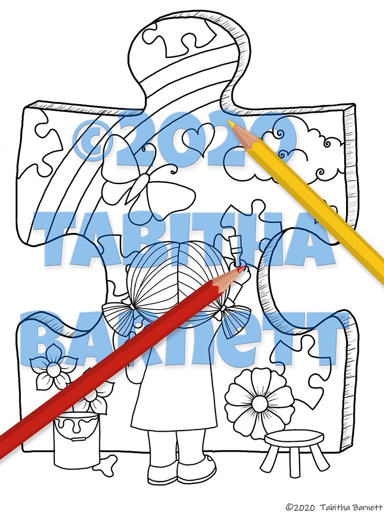 Download Autism Awareness Coloring Pack 2 (4 page PDF) - Tabby's Tangled Art