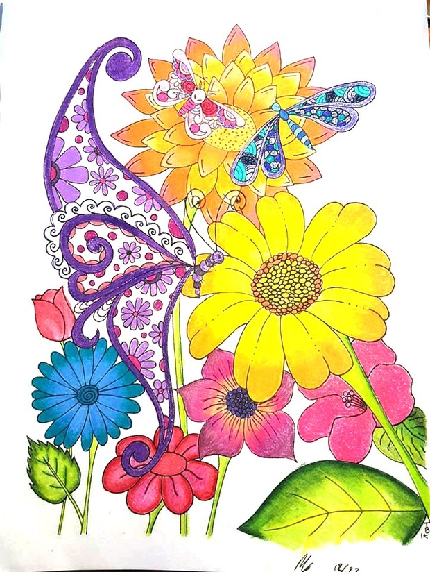 Flies in the Garden Coloring Page