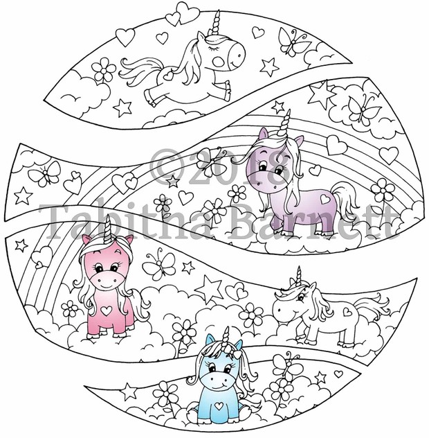 Unicorns Broken Circle Coloring Page JPG