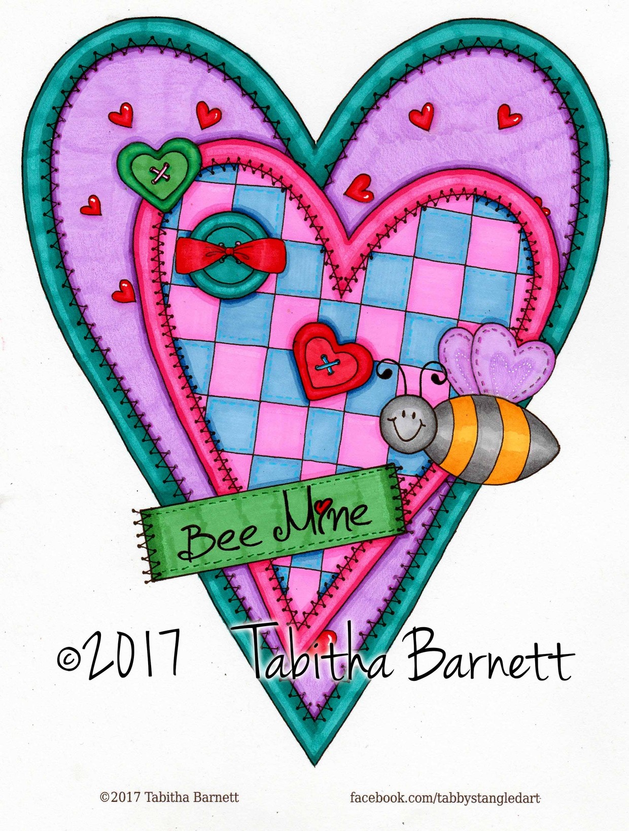 Bee Mine Adult Coloring Page JPG Tabby's Tangled Art