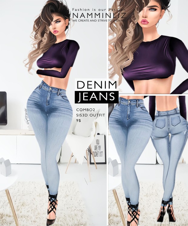 Denim Jeans combo2 imvu Sis3d outfit Jeans & Top