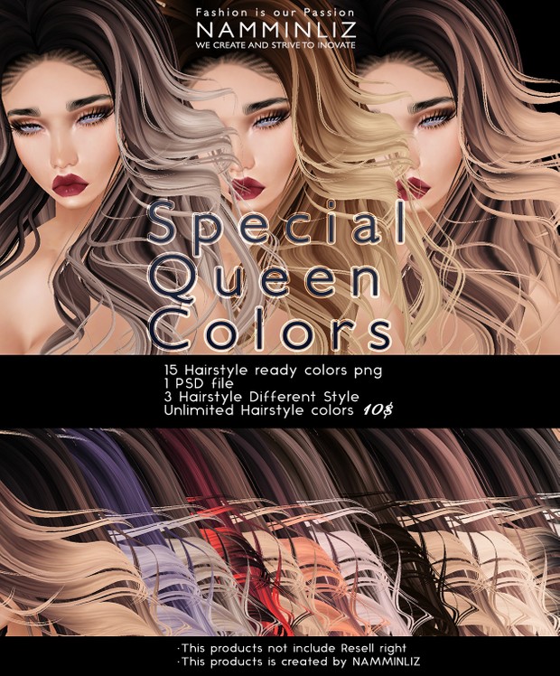 Special Queen Colors PSD •15 Hairstyle Textures •3 Hairstyle Style imvu